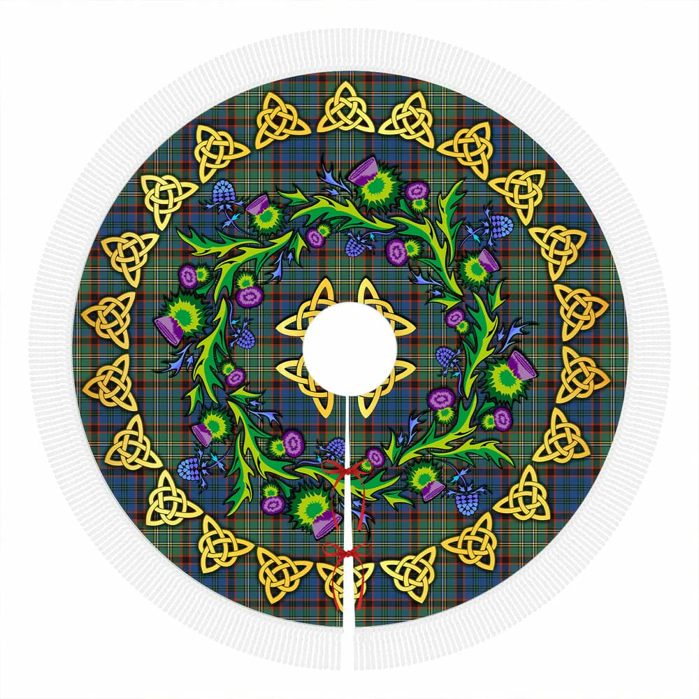 Scottish Nicolson Hunting Ancient Tartan Thistle Celtic Knot Christmas Tree Skirt - Image 4