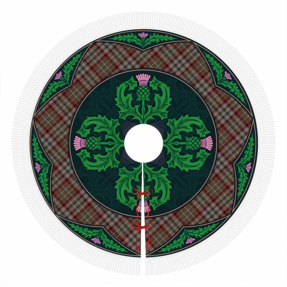 Scottish Nicolson Hunting Weathered Tartan Christmas Tree Skirt Old Scottish Thistle Flower - Image 4