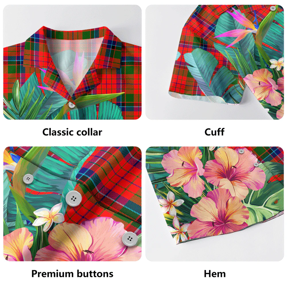 Scottish Nicolson Modern Clan Badge Tartan Hawaiian Shirt Bouquet Tropical Style - Image 5