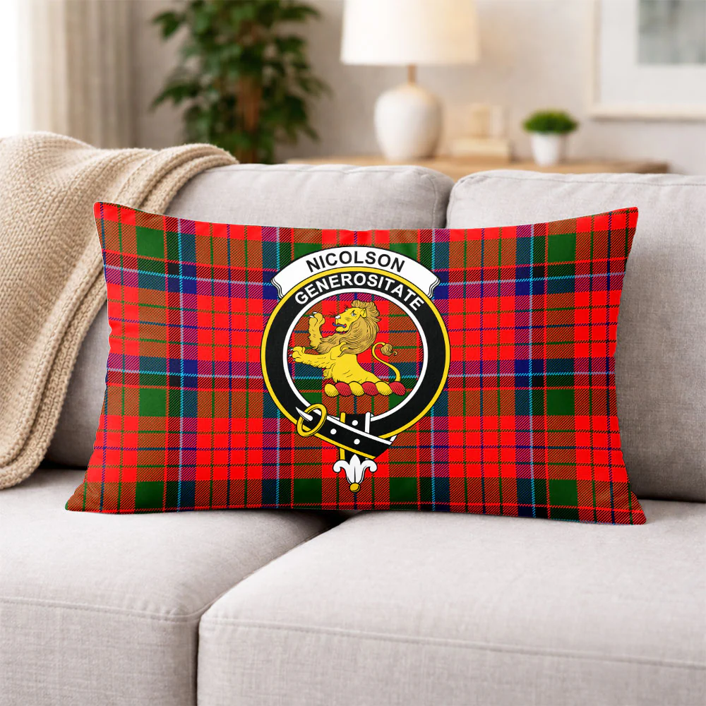 Scottish Nicolson Modern Clan Badge Tartan Pillow Case - Image 3