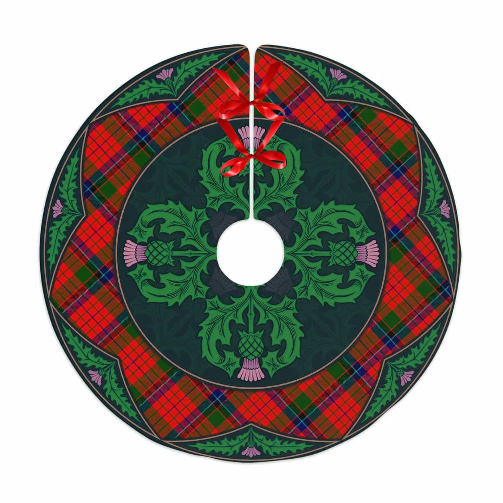 Scottish Nicolson Modern Tartan Christmas Tree Skirt Old Scottish Thistle Flower