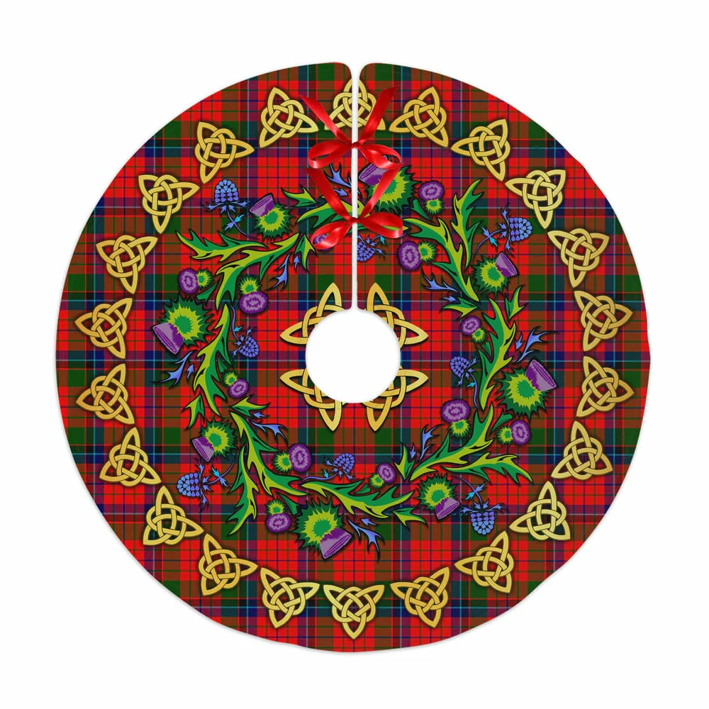 Scottish Nicolson Modern Tartan Thistle Celtic Knot Christmas Tree Skirt