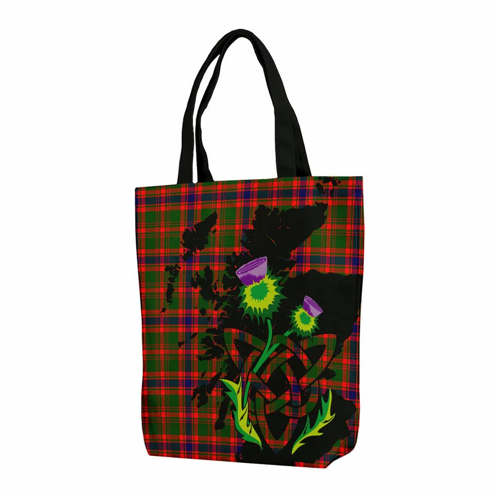 Scottish Nithsdale District Tartan Canvas Bag With Shoulder Strap With Thistle
