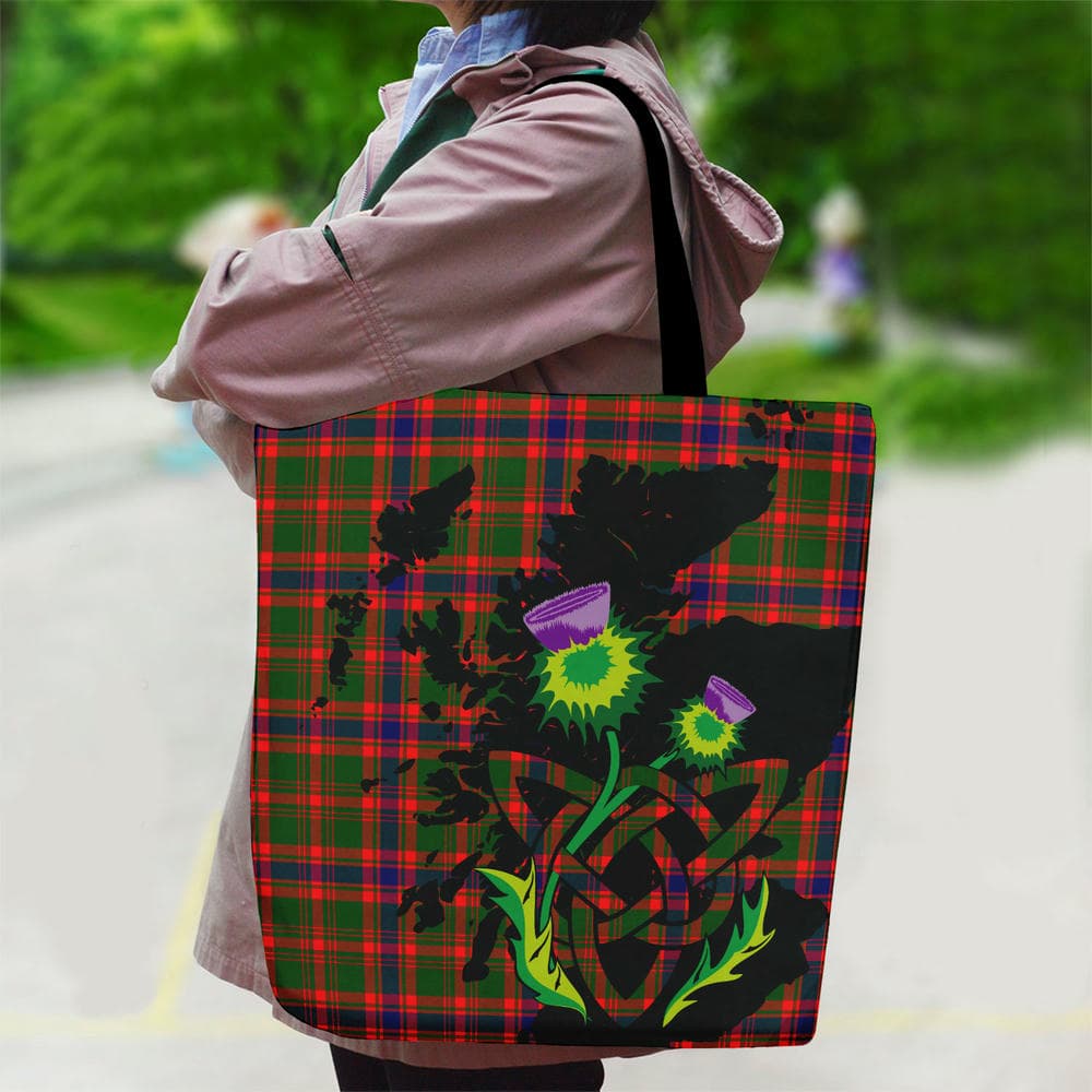 Scottish Nithsdale District Tartan Canvas Bag With Shoulder Strap With Thistle - Image 2