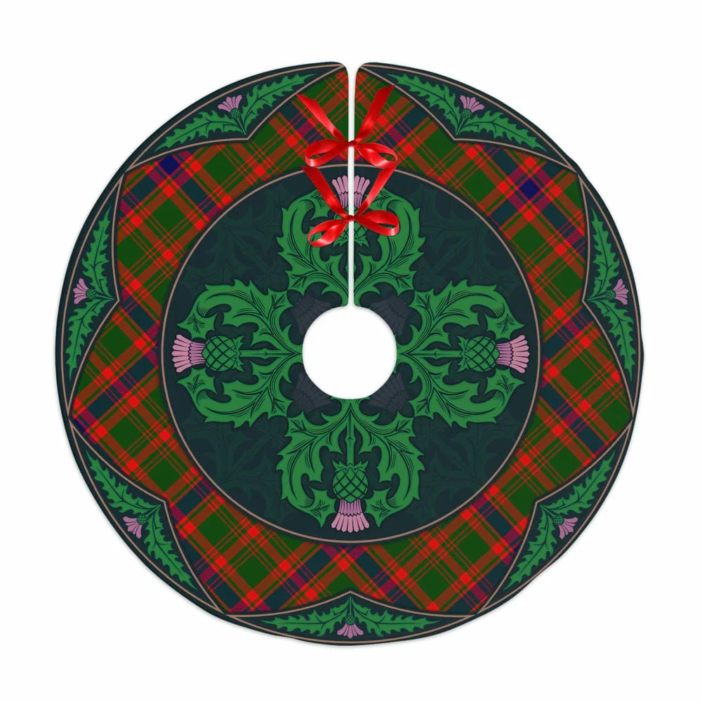 Scottish Nithsdale District Tartan Christmas Tree Skirt Old Scottish Thistle Flower
