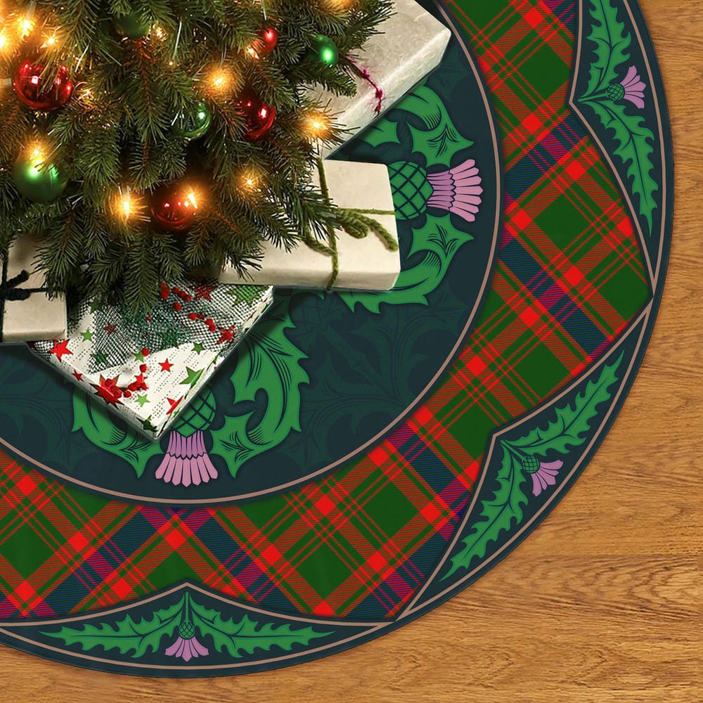 Scottish Nithsdale District Tartan Christmas Tree Skirt Old Scottish Thistle Flower - Image 2