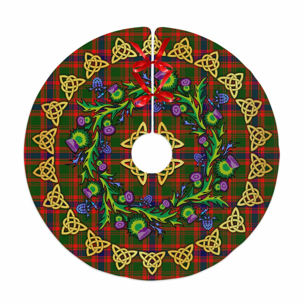 Scottish Nithsdale District Tartan Thistle Celtic Knot Christmas Tree Skirt