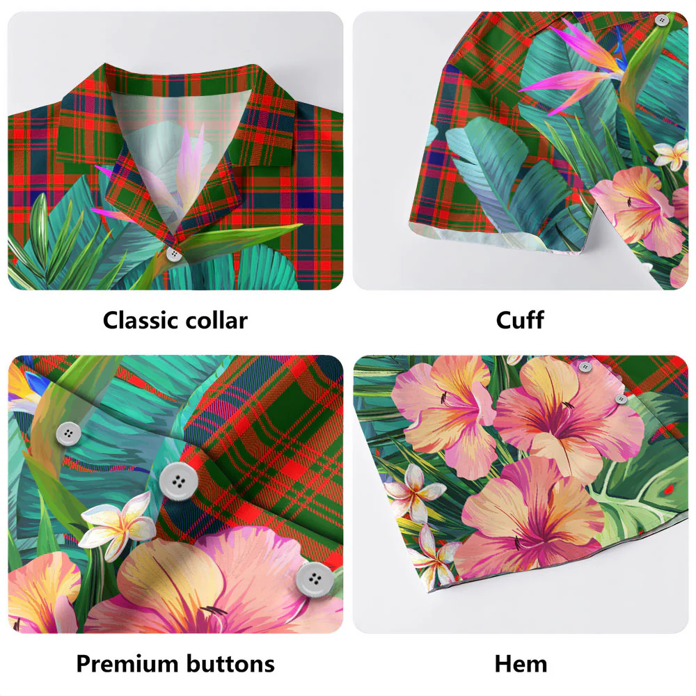 Scottish Nithsdale District Tartan Hawaiian Shirt Bouquet Tropical Style - Image 3