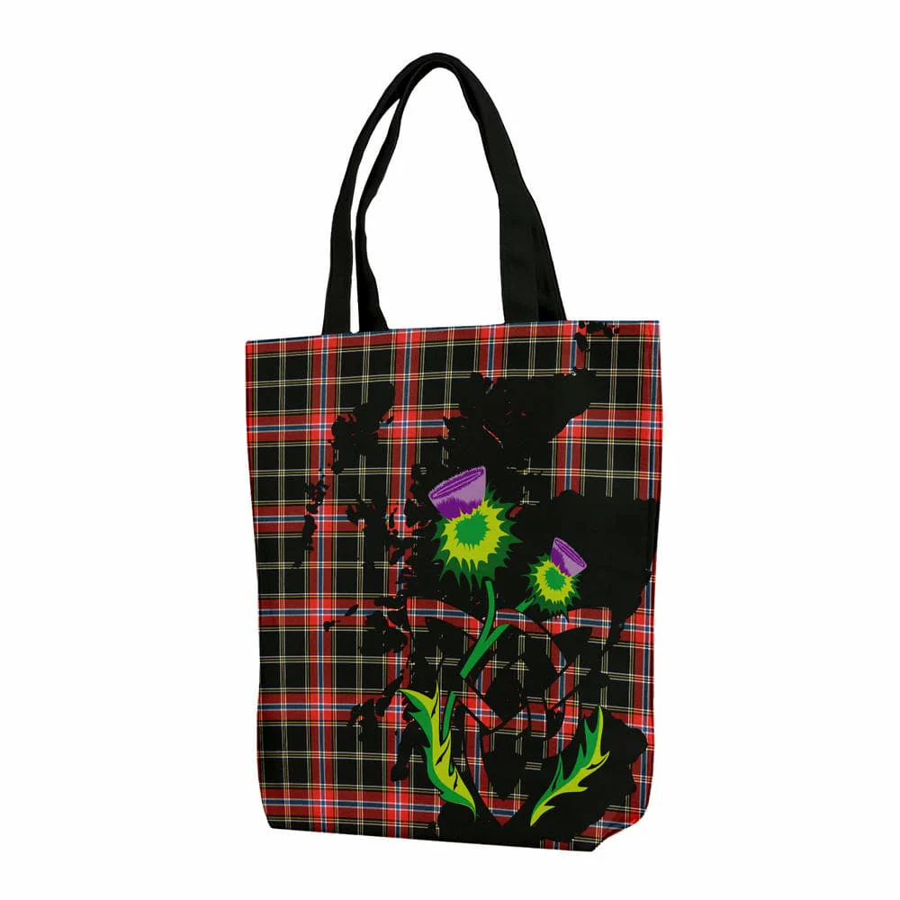 Scottish Norwegian Night Tartan Canvas Bag With Shoulder Strap With Thistle