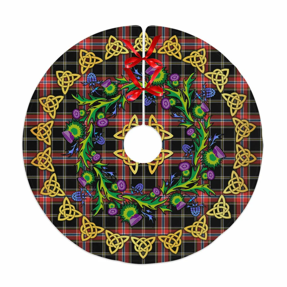 Scottish Norwegian Night Tartan Thistle Celtic Knot Christmas Tree Skirt