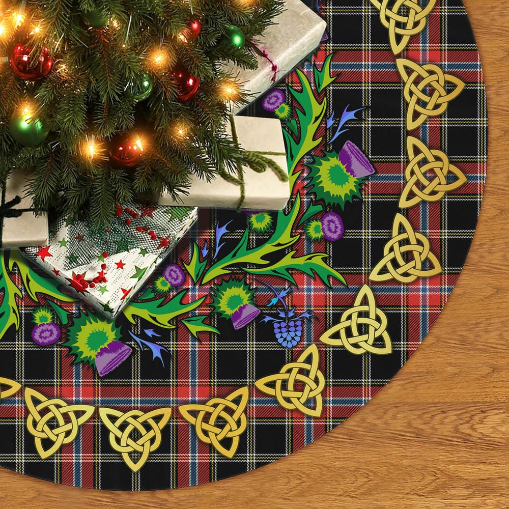 Scottish Norwegian Night Tartan Thistle Celtic Knot Christmas Tree Skirt - Image 2