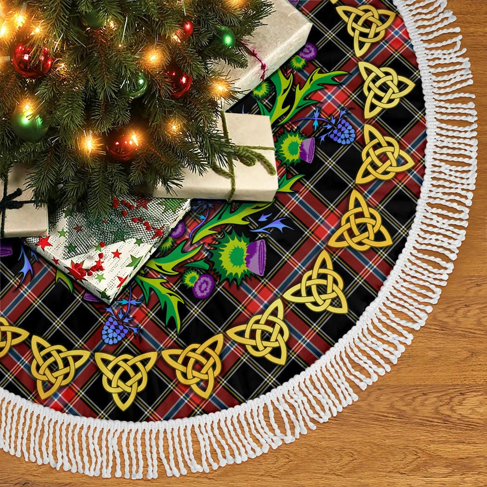 Scottish Norwegian Night Tartan Thistle Celtic Knot Christmas Tree Skirt - Image 5