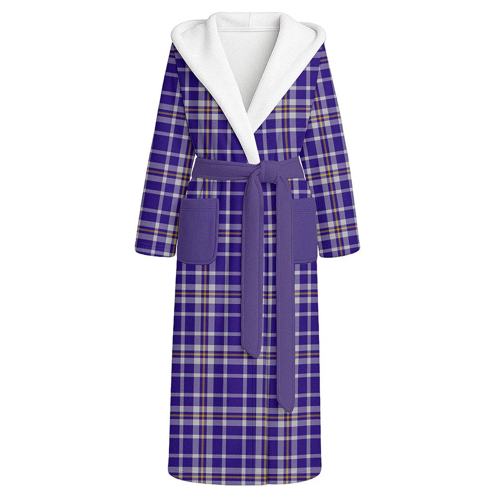 Scottish Ochterlony Clan Badge Tartan Flannel Hooded Bathrobe