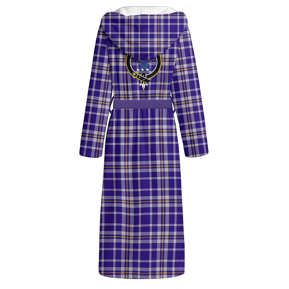 Scottish Ochterlony Clan Badge Tartan Flannel Hooded Bathrobe - Image 3