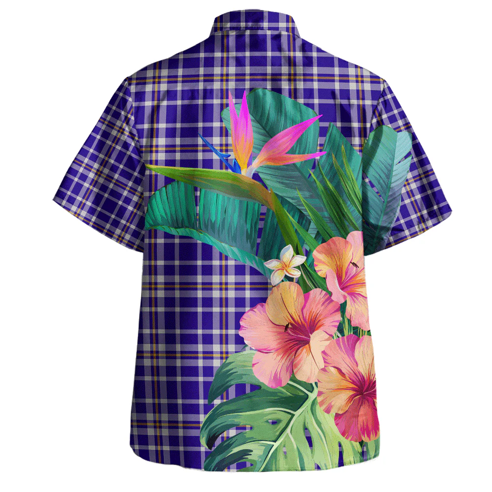 Scottish Ochterlony Clan Badge Tartan Hawaiian Shirt Bouquet Tropical Style - Image 4