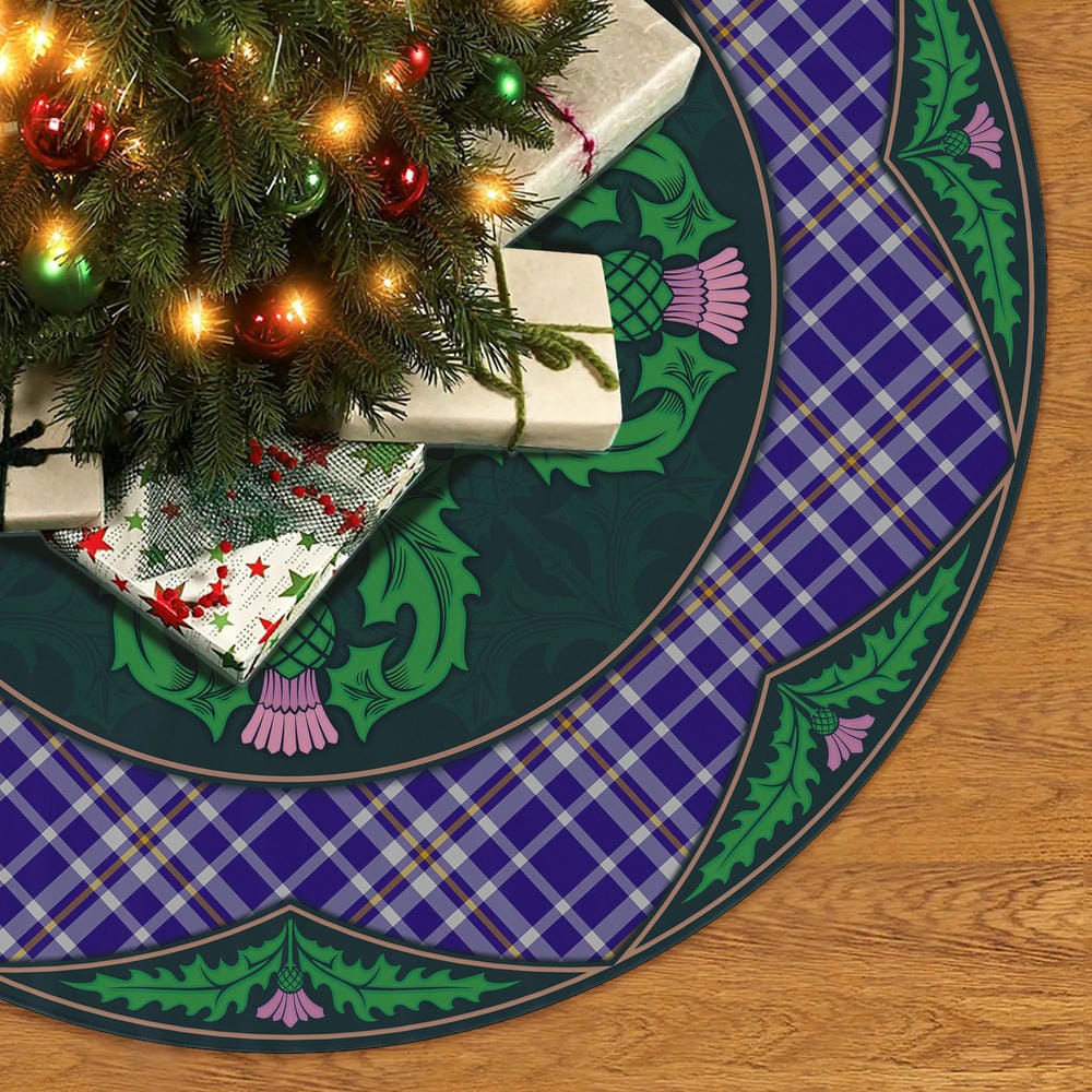 Scottish Ochterlony Tartan Christmas Tree Skirt Old Scottish Thistle Flower - Image 2
