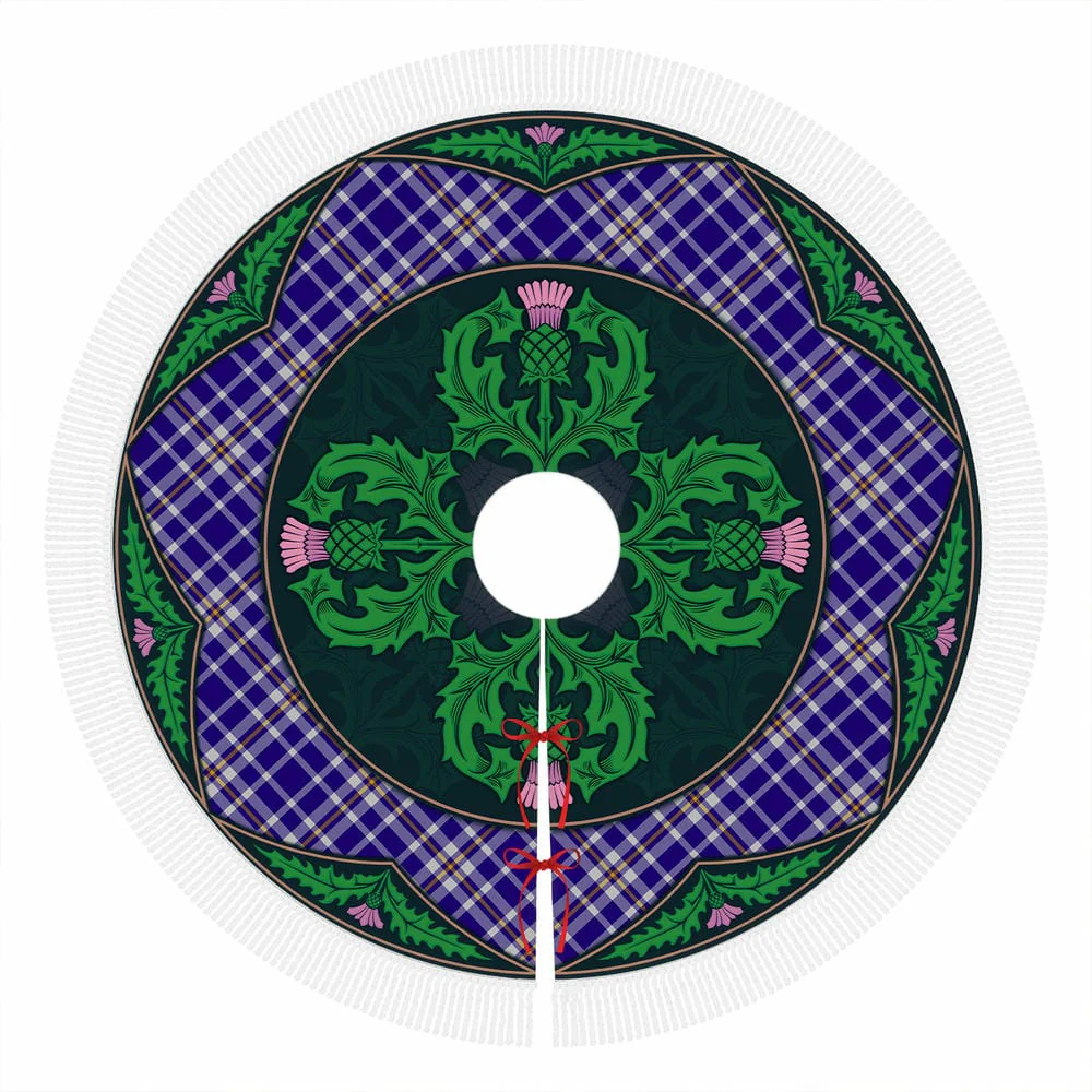 Scottish Ochterlony Tartan Christmas Tree Skirt Old Scottish Thistle Flower - Image 4