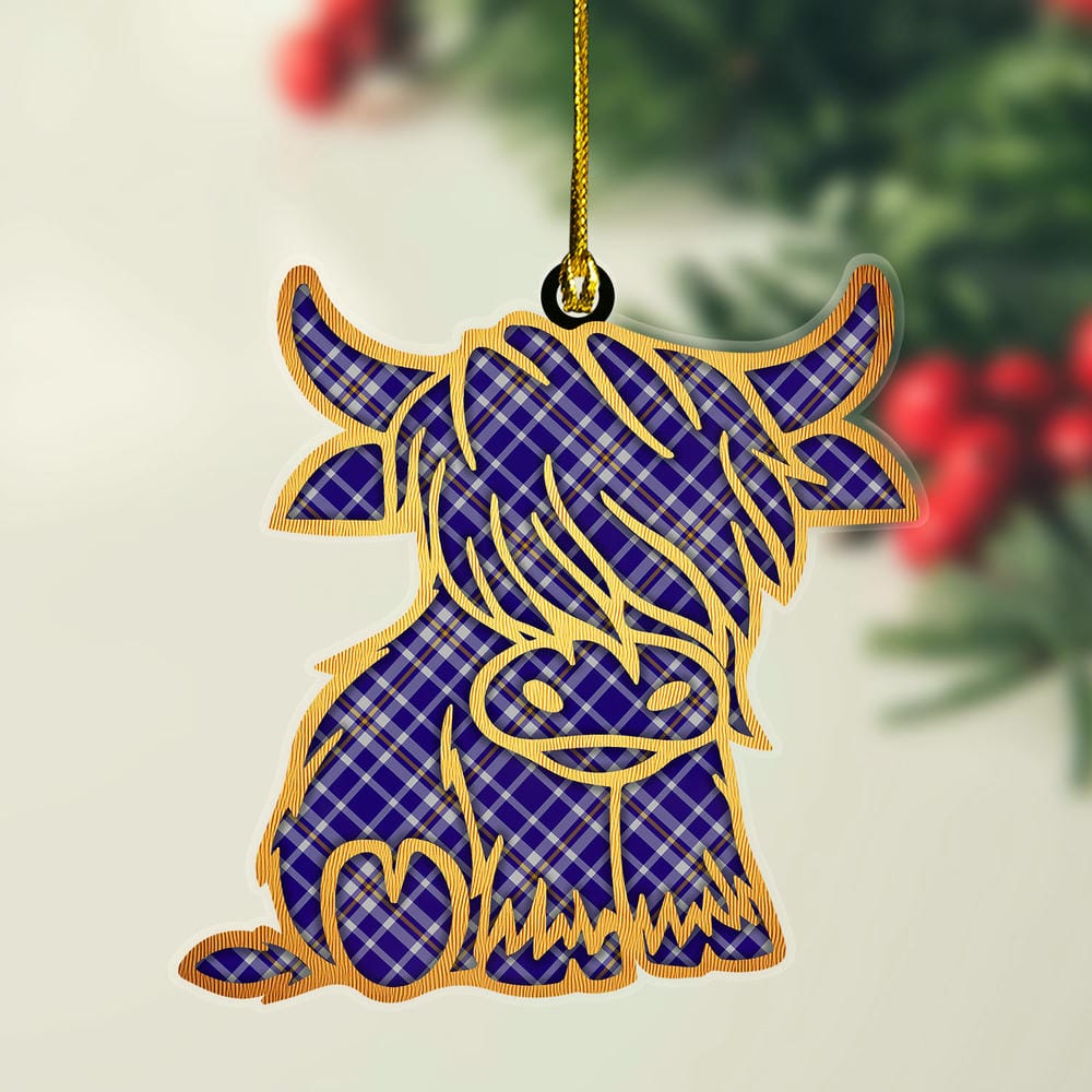 Scottish Ochterlony Tartan Highland Cow Ornament