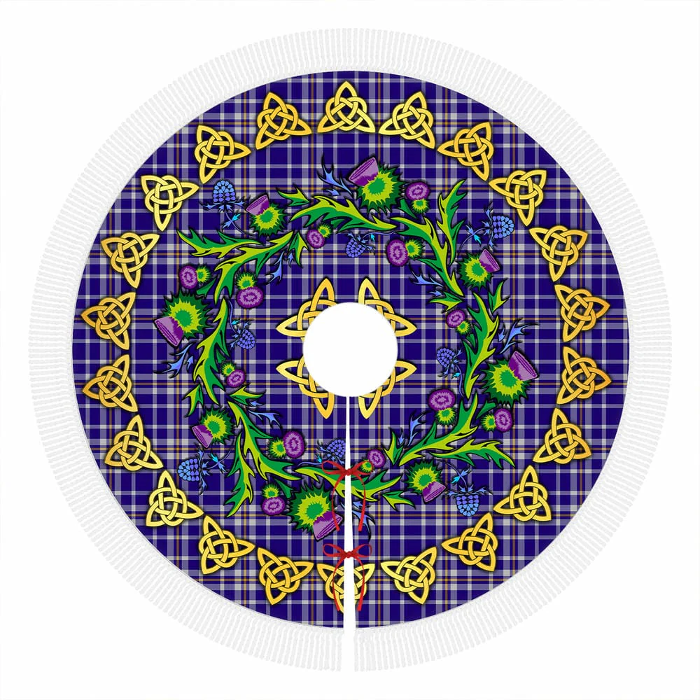 Scottish Ochterlony Tartan Thistle Celtic Knot Christmas Tree Skirt - Image 4