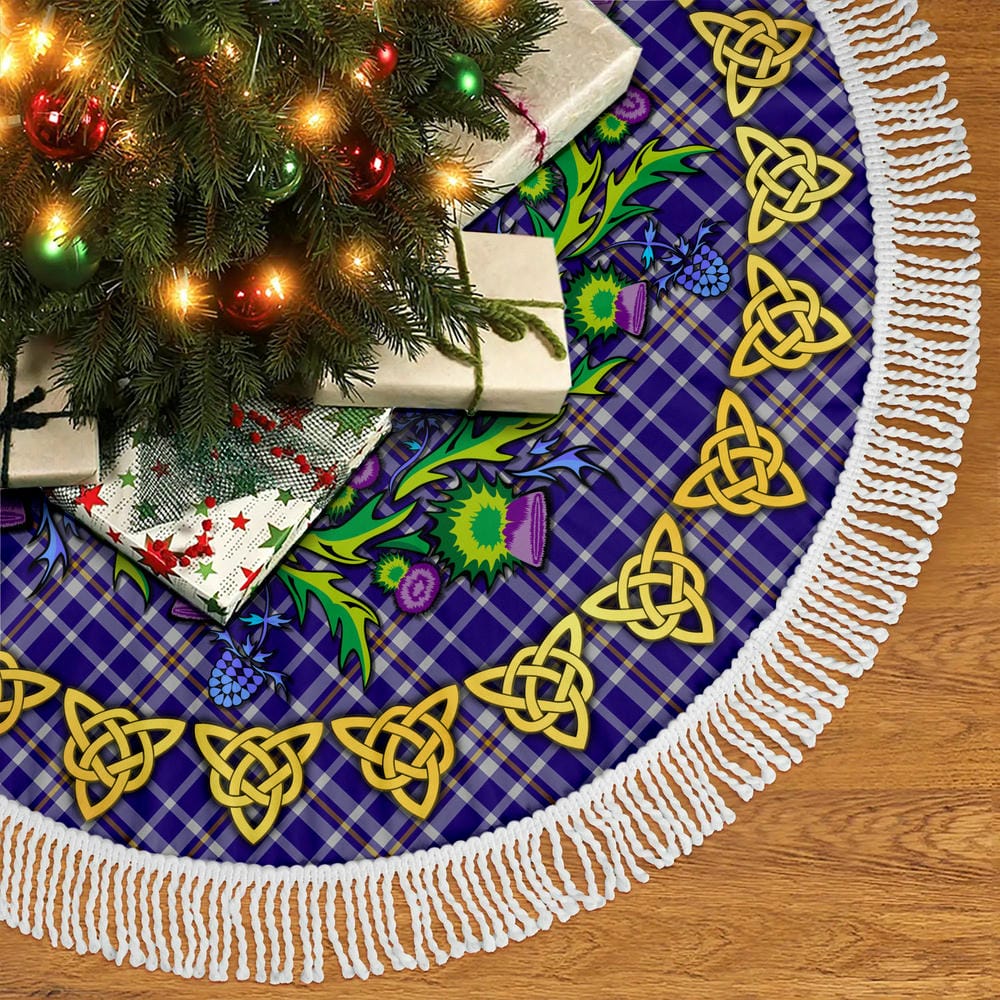 Scottish Ochterlony Tartan Thistle Celtic Knot Christmas Tree Skirt - Image 5