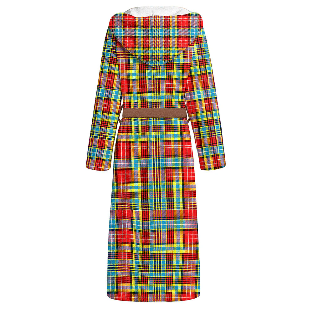 Scottish Ogilvie Clan Badge Tartan Flannel Hooded Bathrobe - Image 2