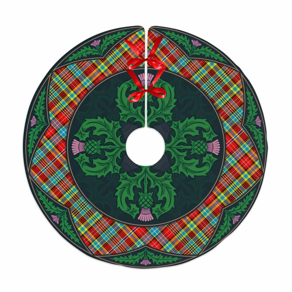 Scottish Ogilvie Tartan Christmas Tree Skirt Old Scottish Thistle Flower
