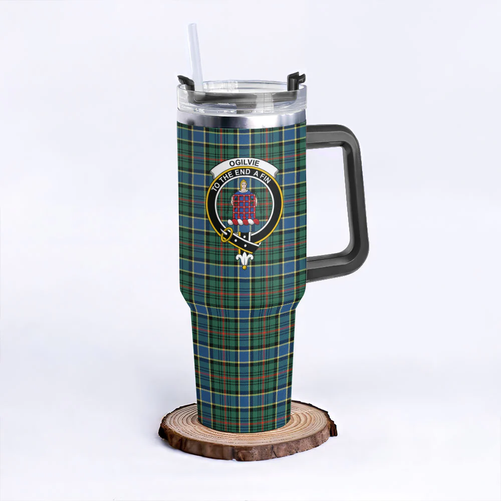 Scottish Ogilvie Hunting Ancient Clan Badge Tartan 40oz Tumbler - Image 3