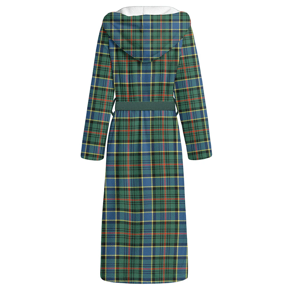Scottish Ogilvie Hunting Ancient Clan Badge Tartan Flannel Hooded Bathrobe - Image 2