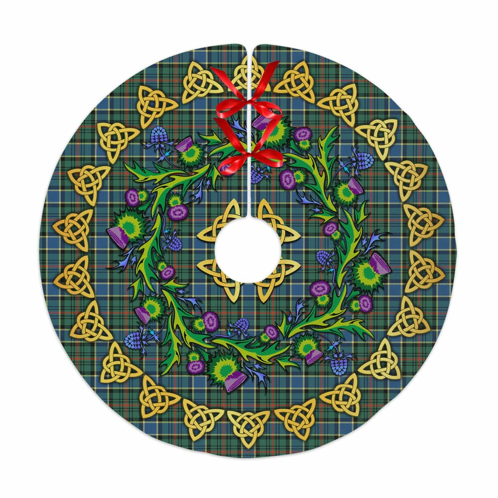 Scottish Ogilvie Hunting Ancient Tartan Thistle Celtic Knot Christmas Tree Skirt