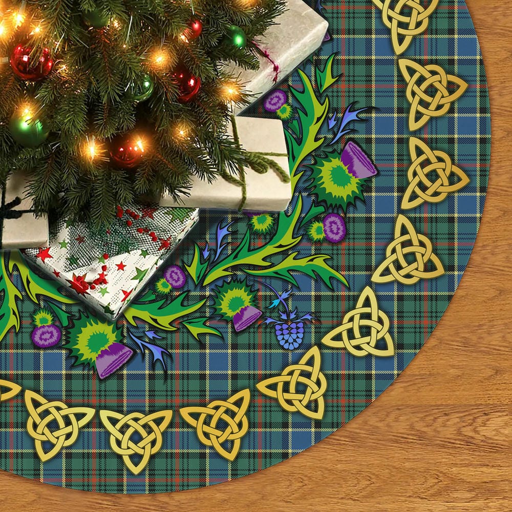Scottish Ogilvie Hunting Ancient Tartan Thistle Celtic Knot Christmas Tree Skirt - Image 2