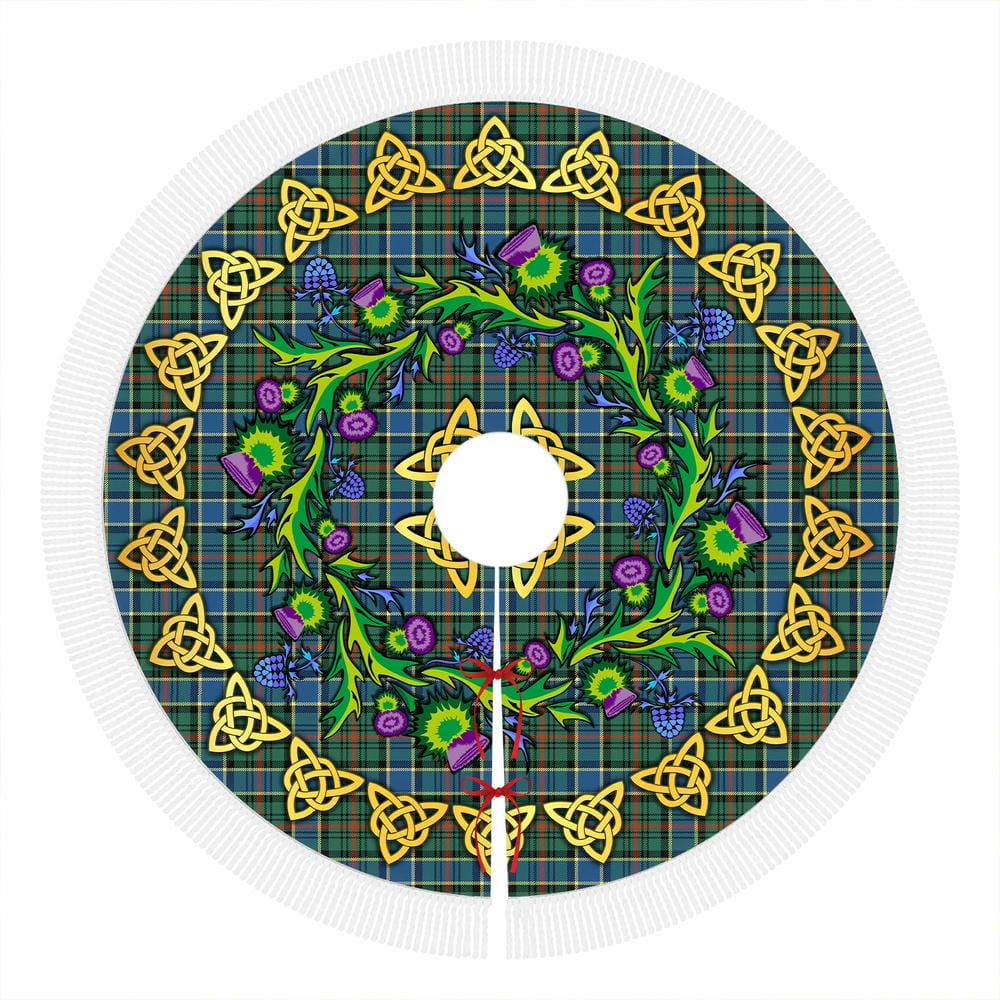Scottish Ogilvie Hunting Ancient Tartan Thistle Celtic Knot Christmas Tree Skirt - Image 4