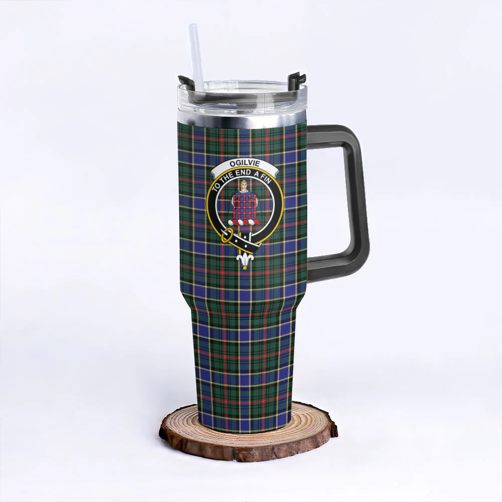 Scottish Ogilvie Hunting Modern Clan Badge Tartan 40oz Tumbler - Image 3