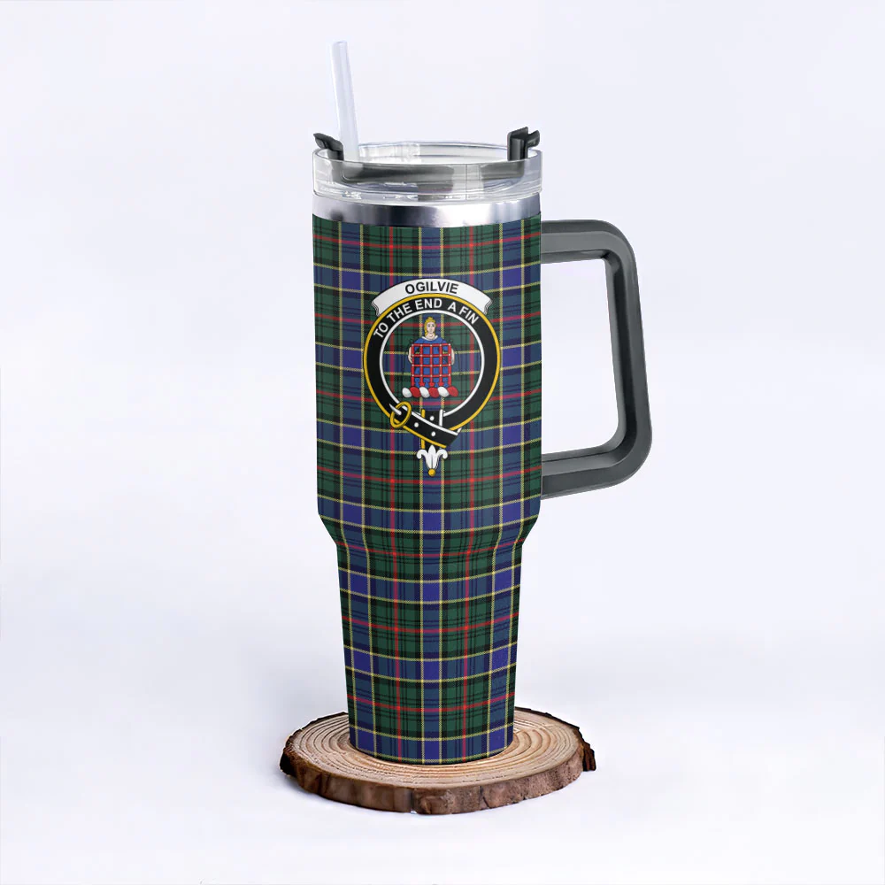 Scottish Ogilvie Hunting Modern Clan Badge Tartan 40oz Tumbler - Image 6