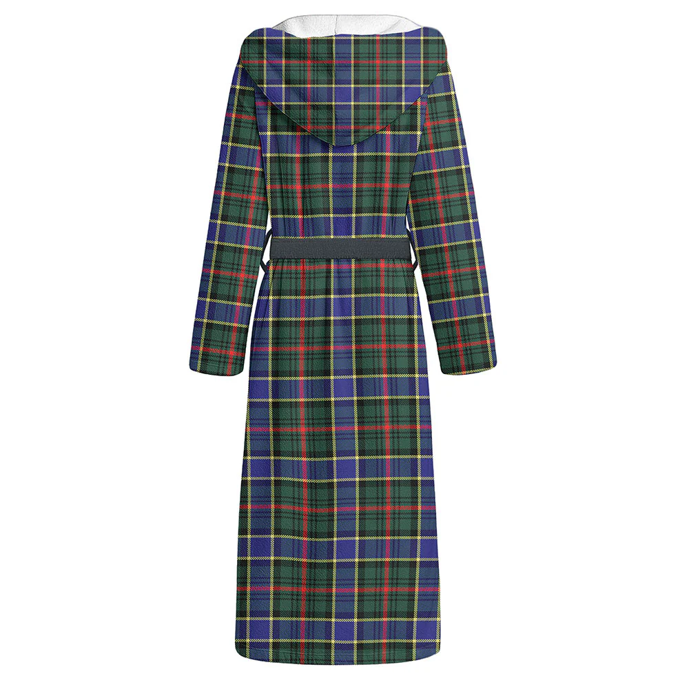 Scottish Ogilvie Hunting Modern Clan Badge Tartan Flannel Hooded Bathrobe - Image 2