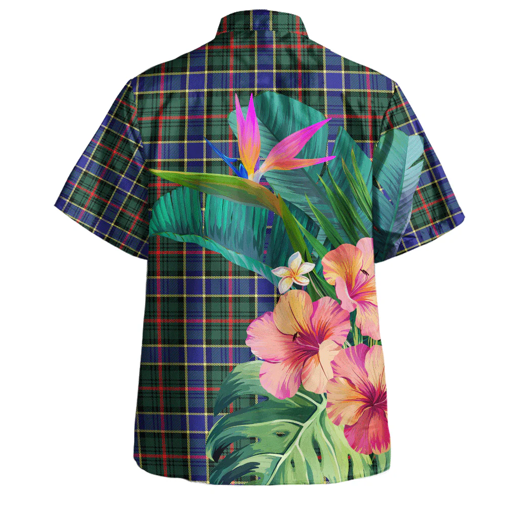 Scottish Ogilvie Hunting Modern Clan Badge Tartan Hawaiian Shirt Bouquet Tropical Style - Image 4