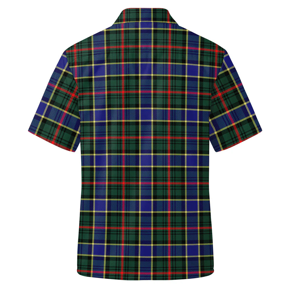 Scottish Ogilvie Hunting Modern Clan Badge Tartan Short Sleeve Work Shirt - Image 3