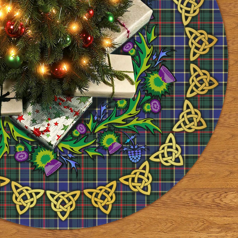 Scottish Ogilvie Hunting Modern Tartan Thistle Celtic Knot Christmas Tree Skirt - Image 2