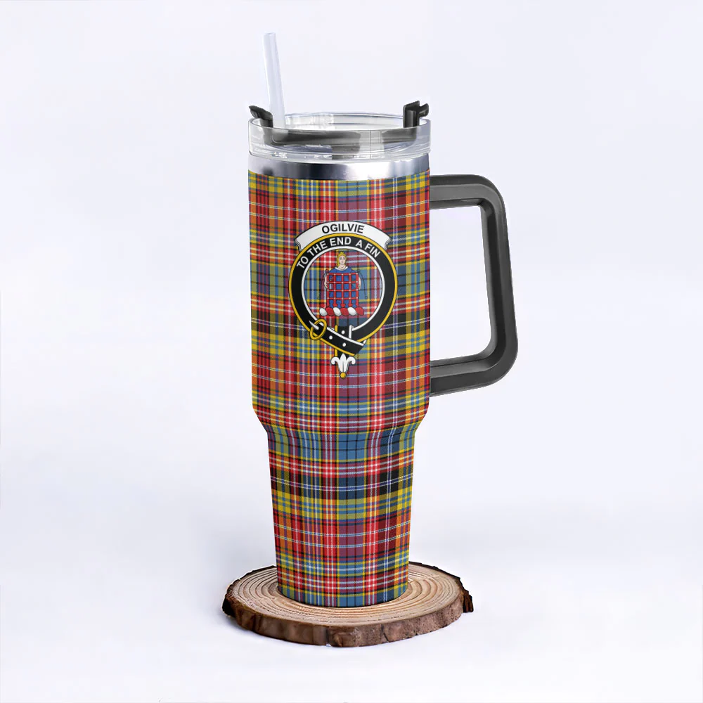 Scottish Ogilvie of Airlie Ancient Clan Badge Tartan 40oz Tumbler - Image 3