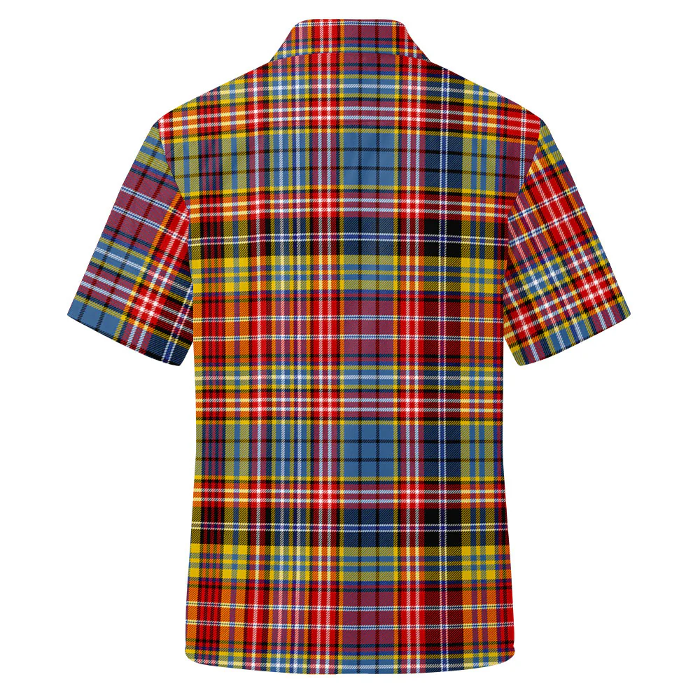 Scottish Ogilvie of Airlie Ancient Clan Badge Tartan Short Sleeve Work Shirt - Image 3