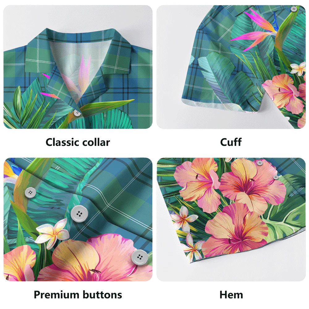 Scottish Oliphant Ancient Clan Badge Tartan Hawaiian Shirt Bouquet Tropical Style - Image 5