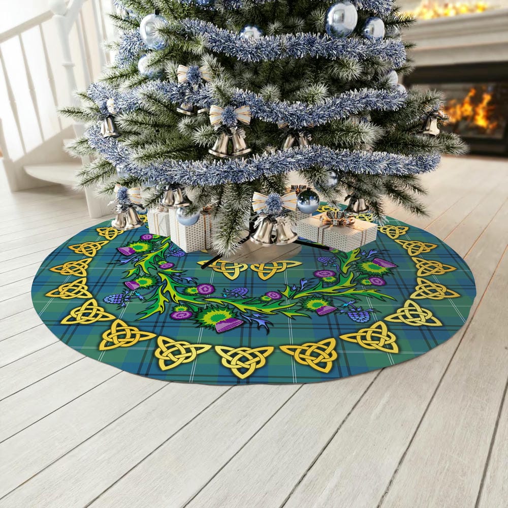 Scottish Oliphant Ancient Tartan Thistle Celtic Knot Christmas Tree Skirt - Image 3