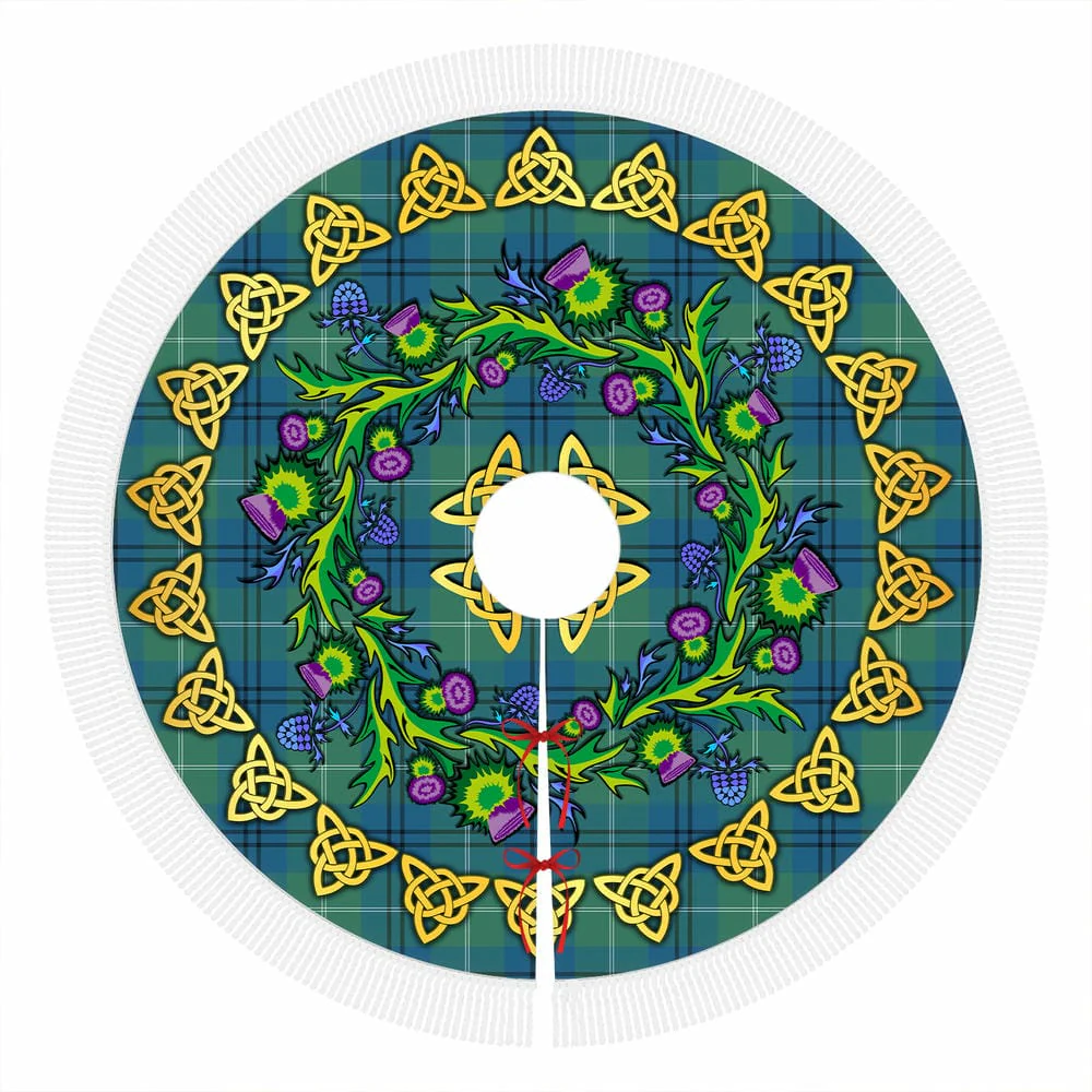 Scottish Oliphant Ancient Tartan Thistle Celtic Knot Christmas Tree Skirt - Image 4