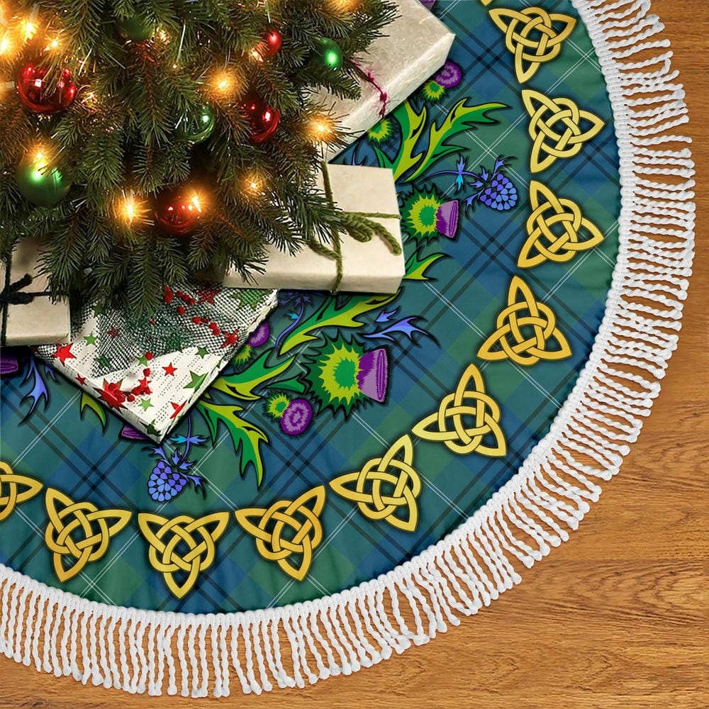 Scottish Oliphant Ancient Tartan Thistle Celtic Knot Christmas Tree Skirt - Image 5