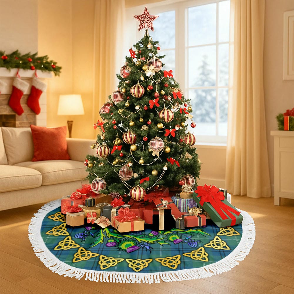 Scottish Oliphant Ancient Tartan Thistle Celtic Knot Christmas Tree Skirt - Image 6