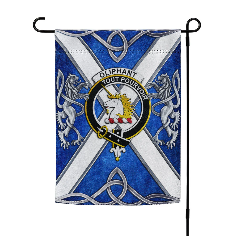 Scottish Oliphant Clan Badge Garden Flag Silver Rampant Lion Emblem