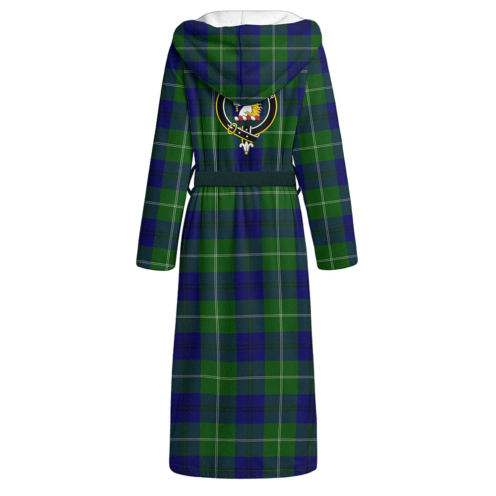Scottish Oliphant Modern Clan Badge Tartan Flannel Hooded Bathrobe - Image 3