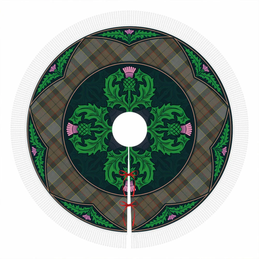 Scottish Outlander Fraser Tartan Christmas Tree Skirt Old Scottish Thistle Flower - Image 4