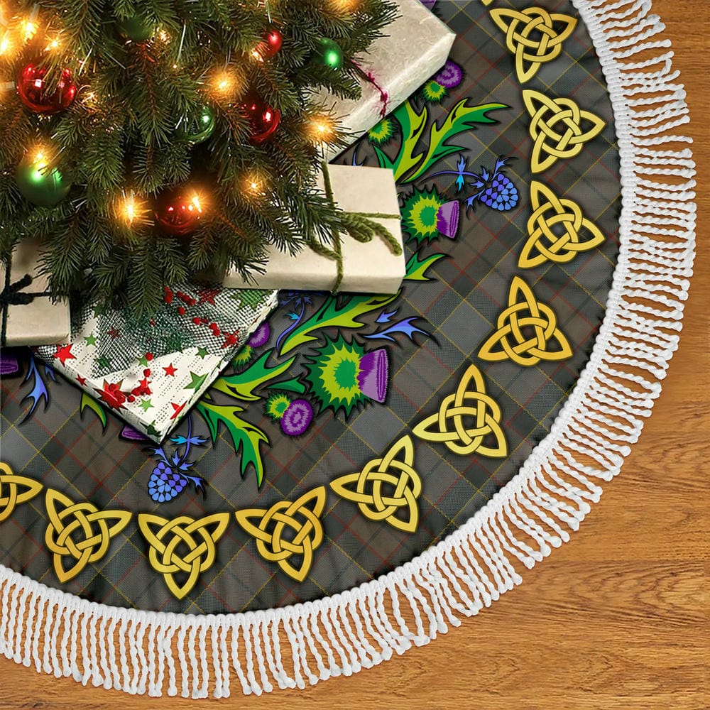Scottish Outlander Fraser Tartan Thistle Celtic Knot Christmas Tree Skirt - Image 4