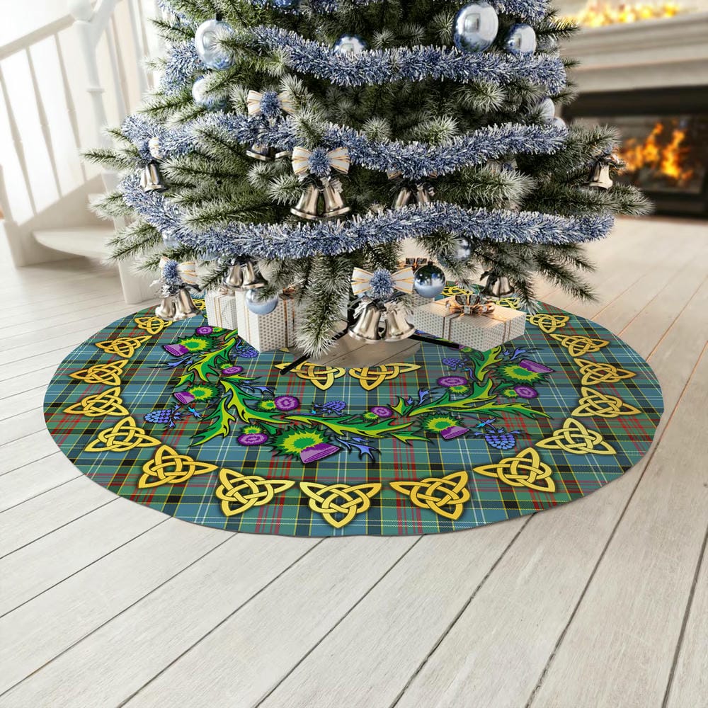 Scottish Paisley District Tartan Thistle Celtic Knot Christmas Tree Skirt - Image 3