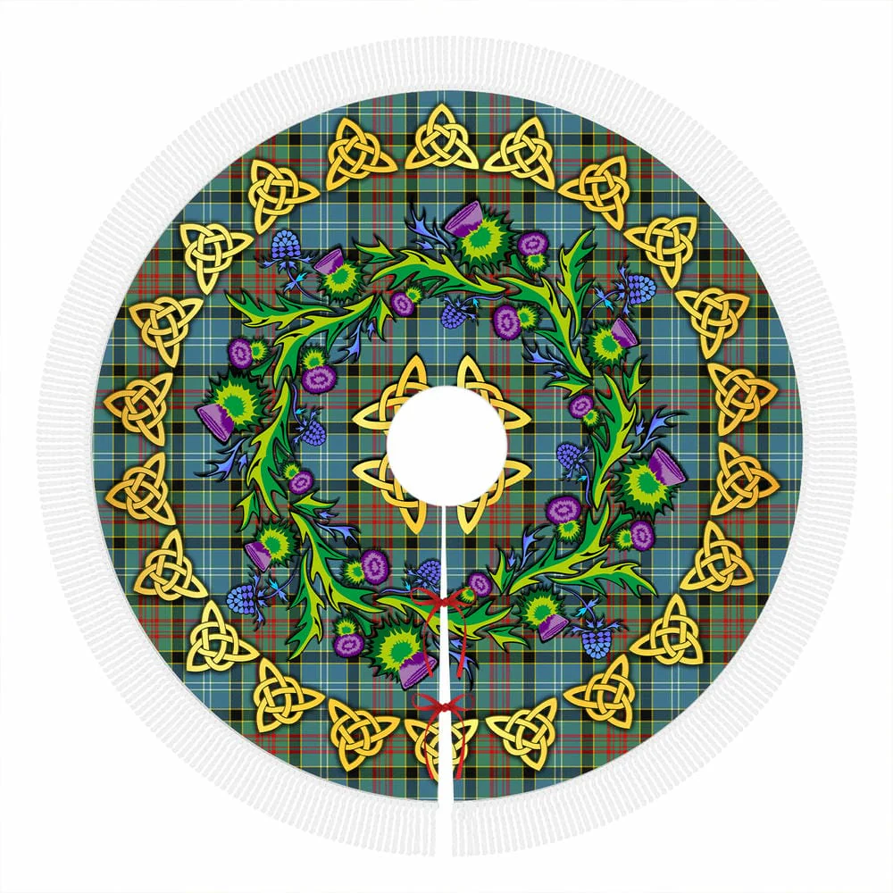 Scottish Paisley District Tartan Thistle Celtic Knot Christmas Tree Skirt - Image 4
